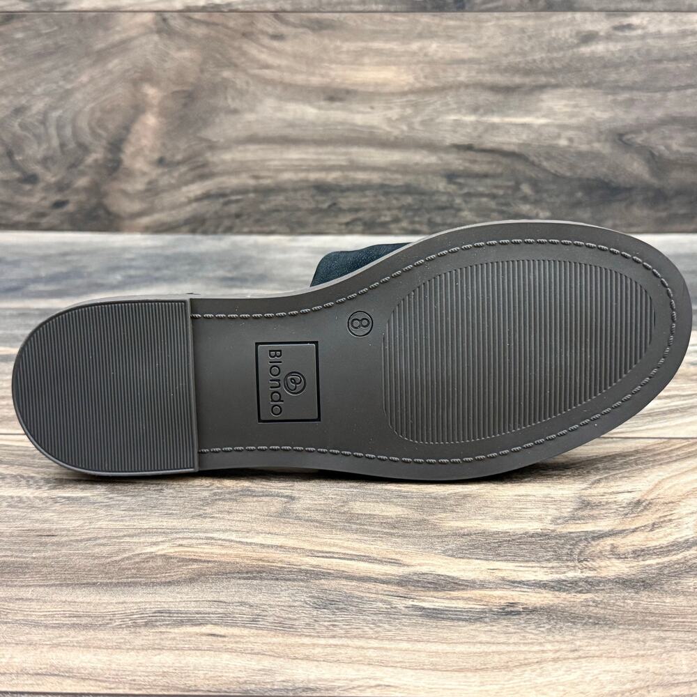 NIB Blondo 8M Waterproof Emilia Black Nubuck Slide Flat Sandals Jute Trim - Picture 8 of 12